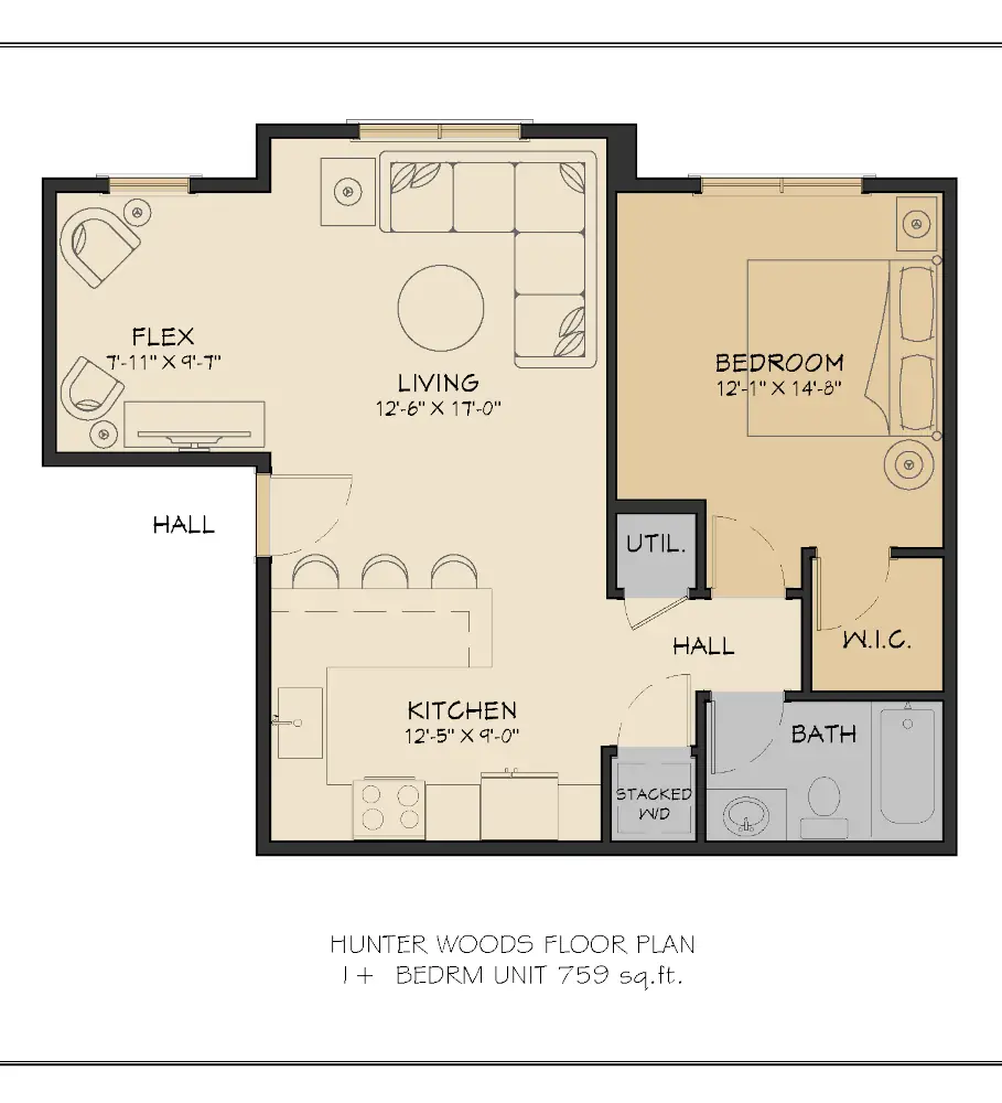 Picture of 1+ Bedroom Floorplan